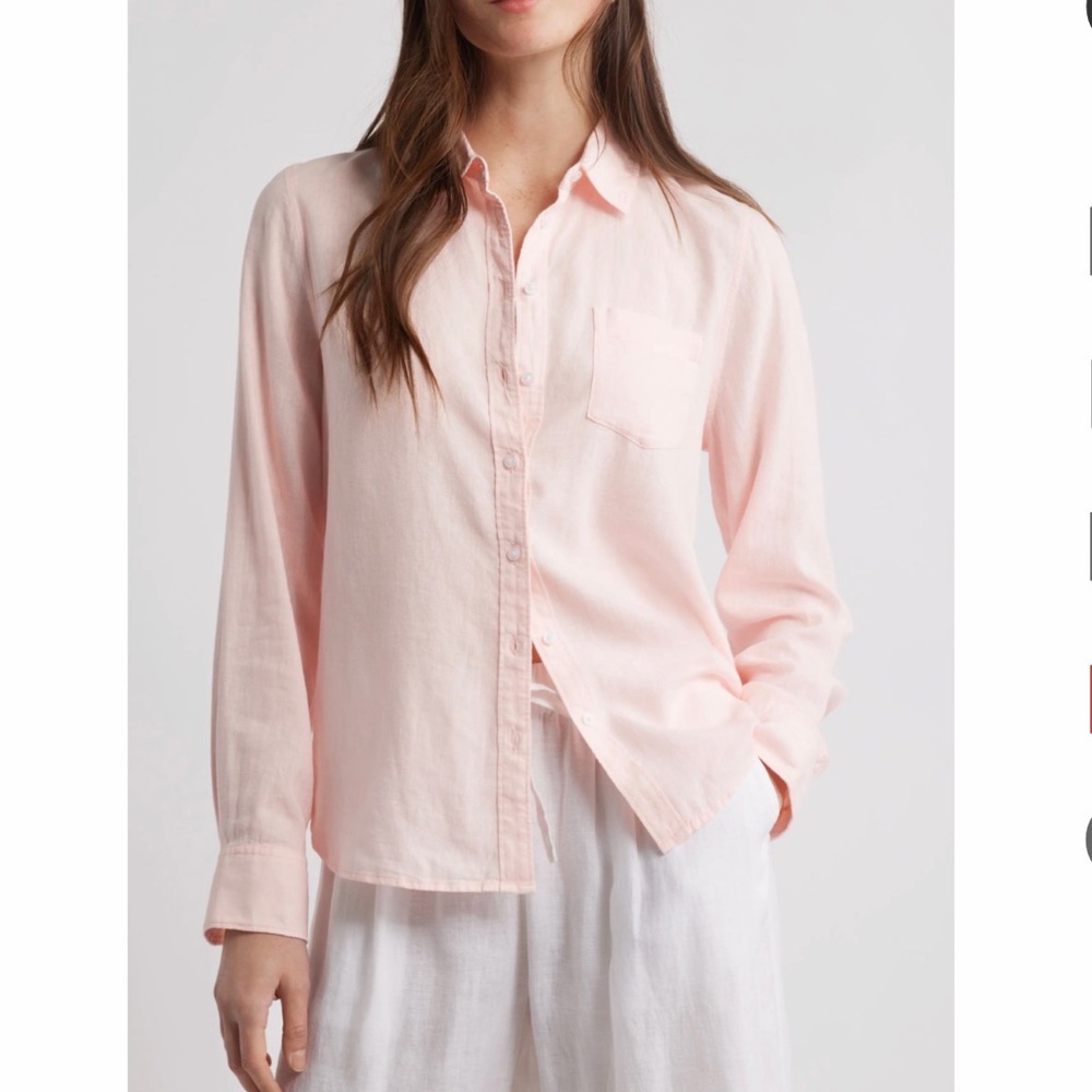 Light Pink Button-Up linen blend Shirt